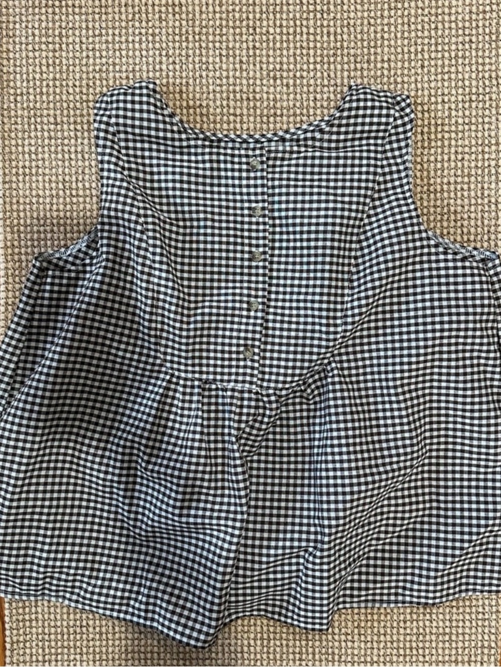 Sleeveless Black and White Gingham Tank Top